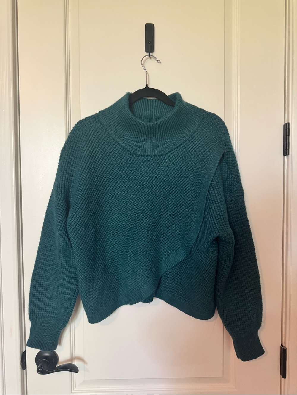Express Reversible Teal Green Cowl Neck Sweater - Large